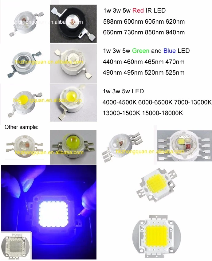 high power 1w 3w 395nm led uv chip ultraviolet led diode