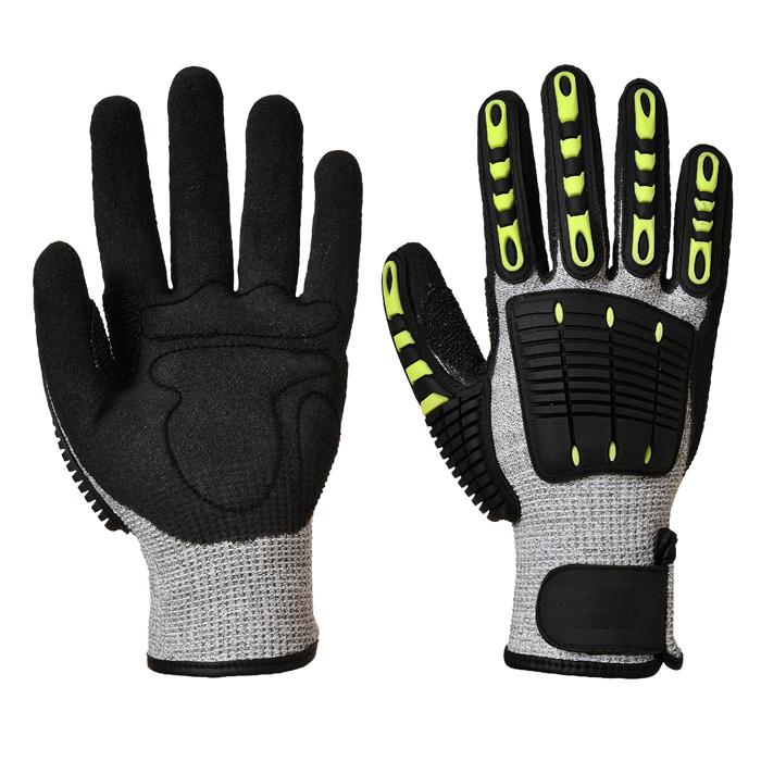Sandy Nitrile Coated Oilfield Cut Resistant Anti Vireration Shock TPR Impact Glove Mechanic Glove