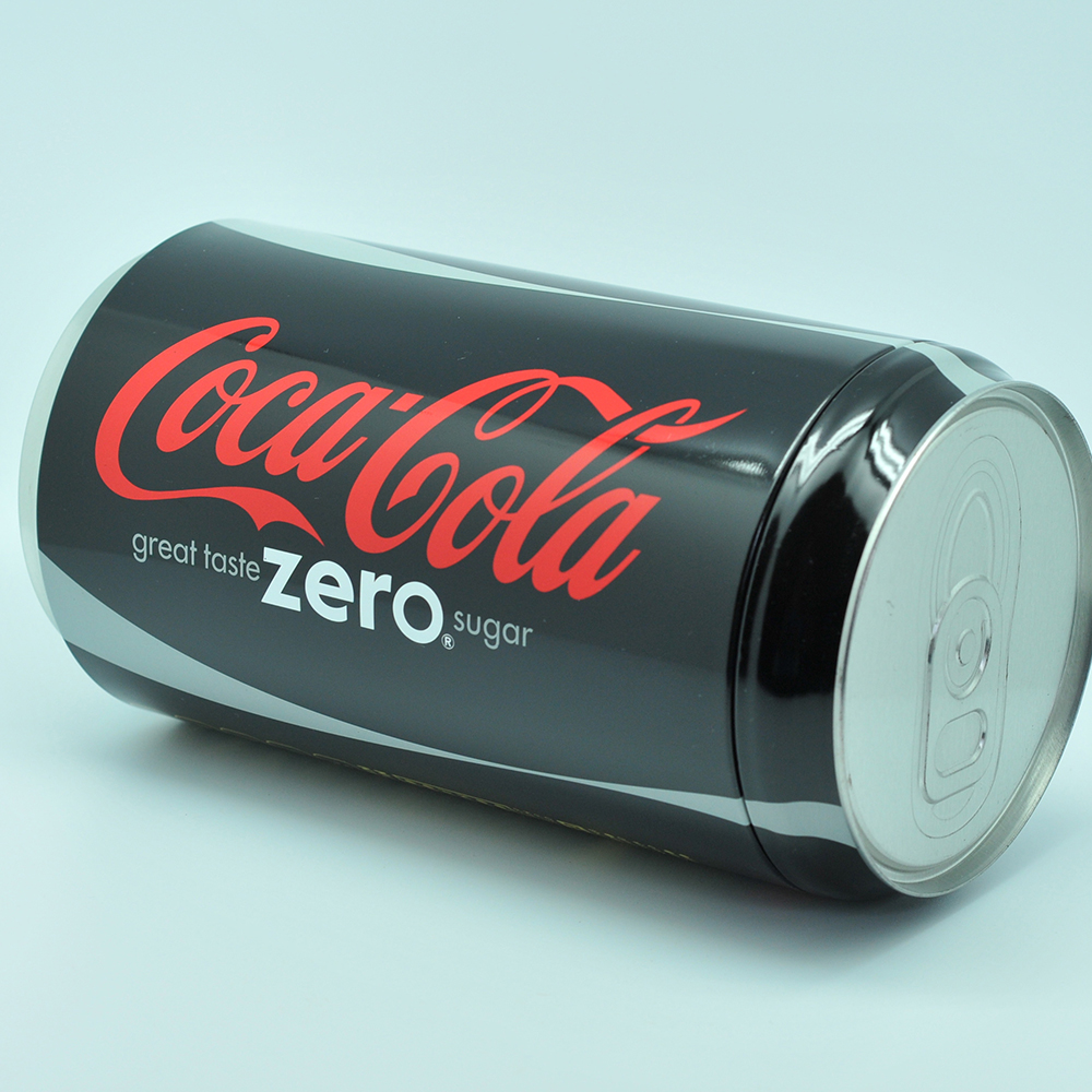 Funny ring pull tin cola can shape round small black tin can Christmas packaging