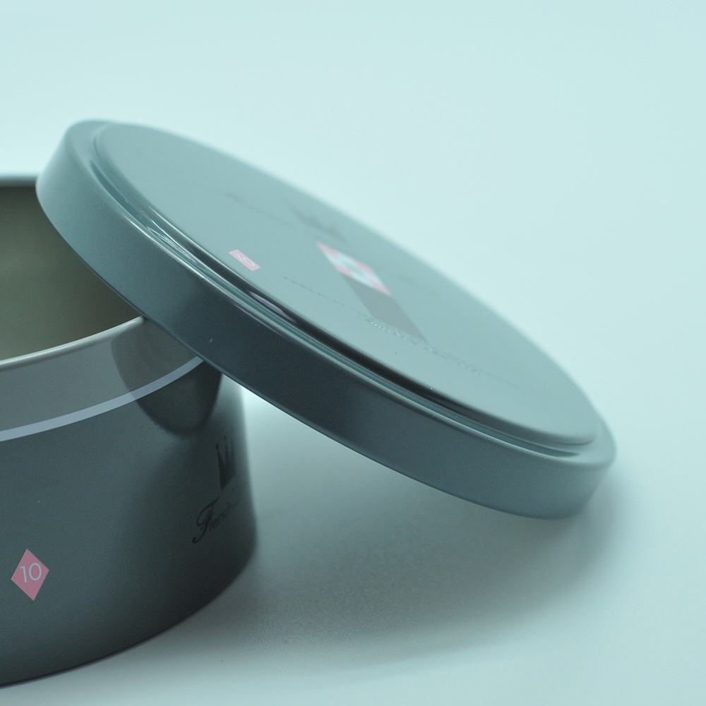 Custom middle child proof round tin can container for food