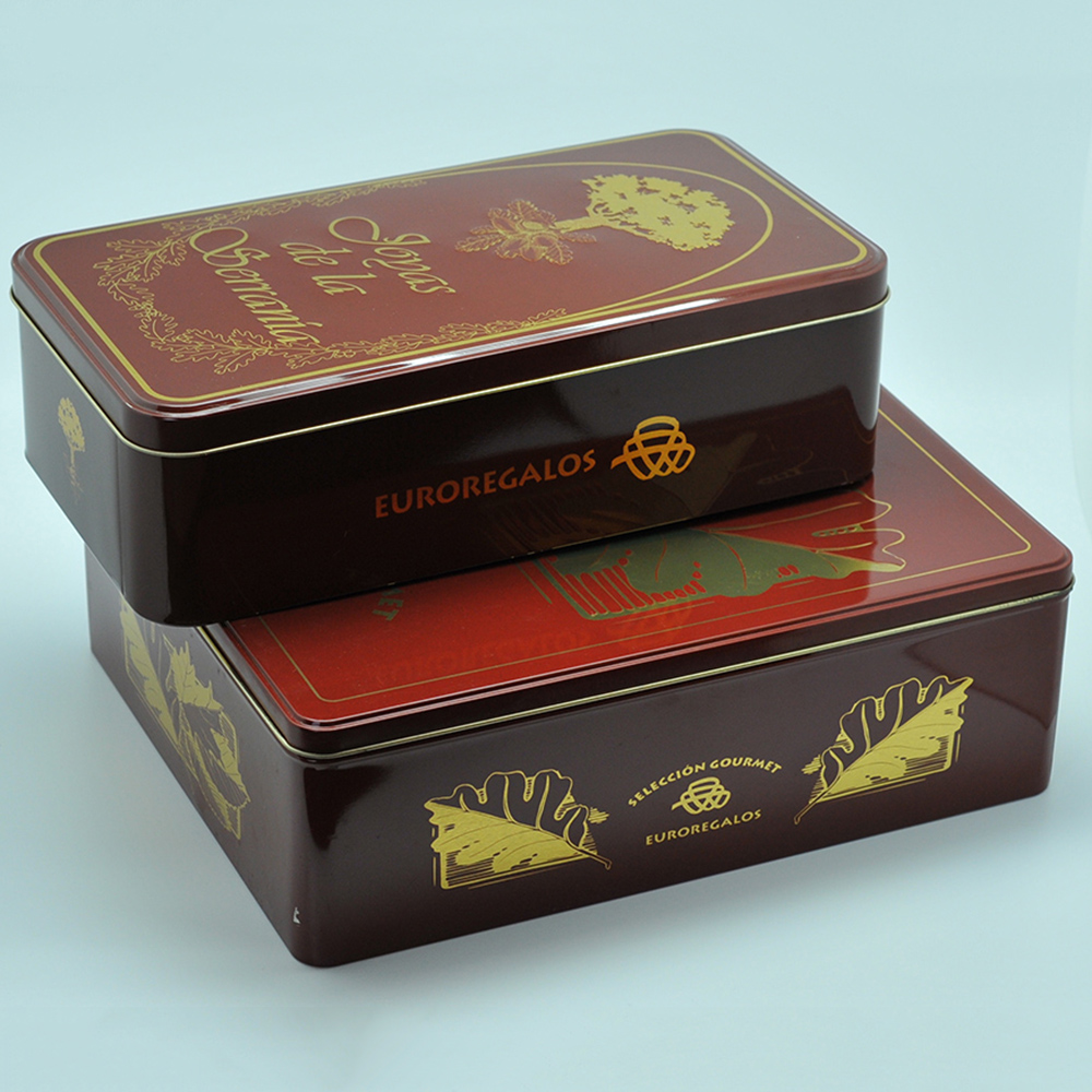 Luxury OEM rectangle big and small metal tin box set for gift
