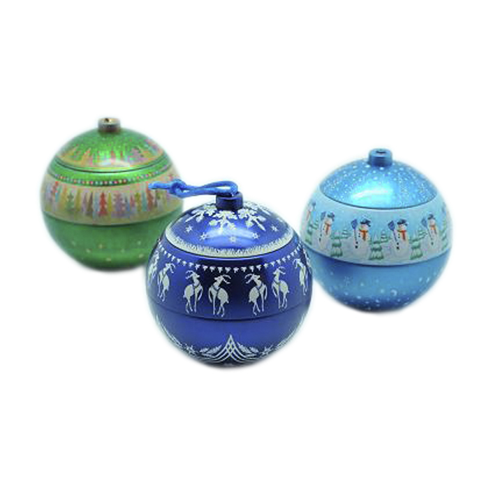 Hot sale 3 parts tin christmas ball ornaments for decoration