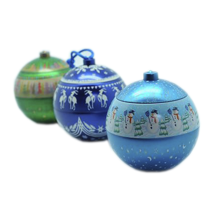 Hot sale 3 parts tin christmas ball ornaments for decoration