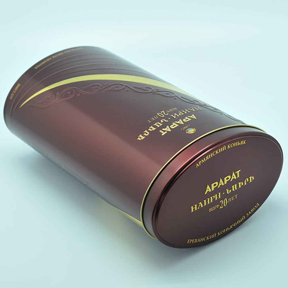Luxury oval bottle wine tin box with embossed pattern
