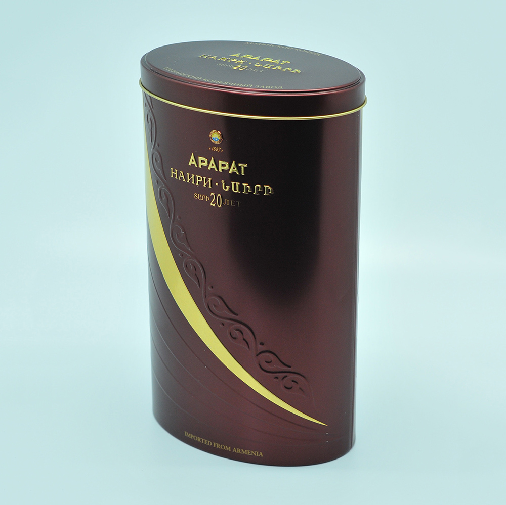 Luxury oval bottle wine tin box with embossed pattern