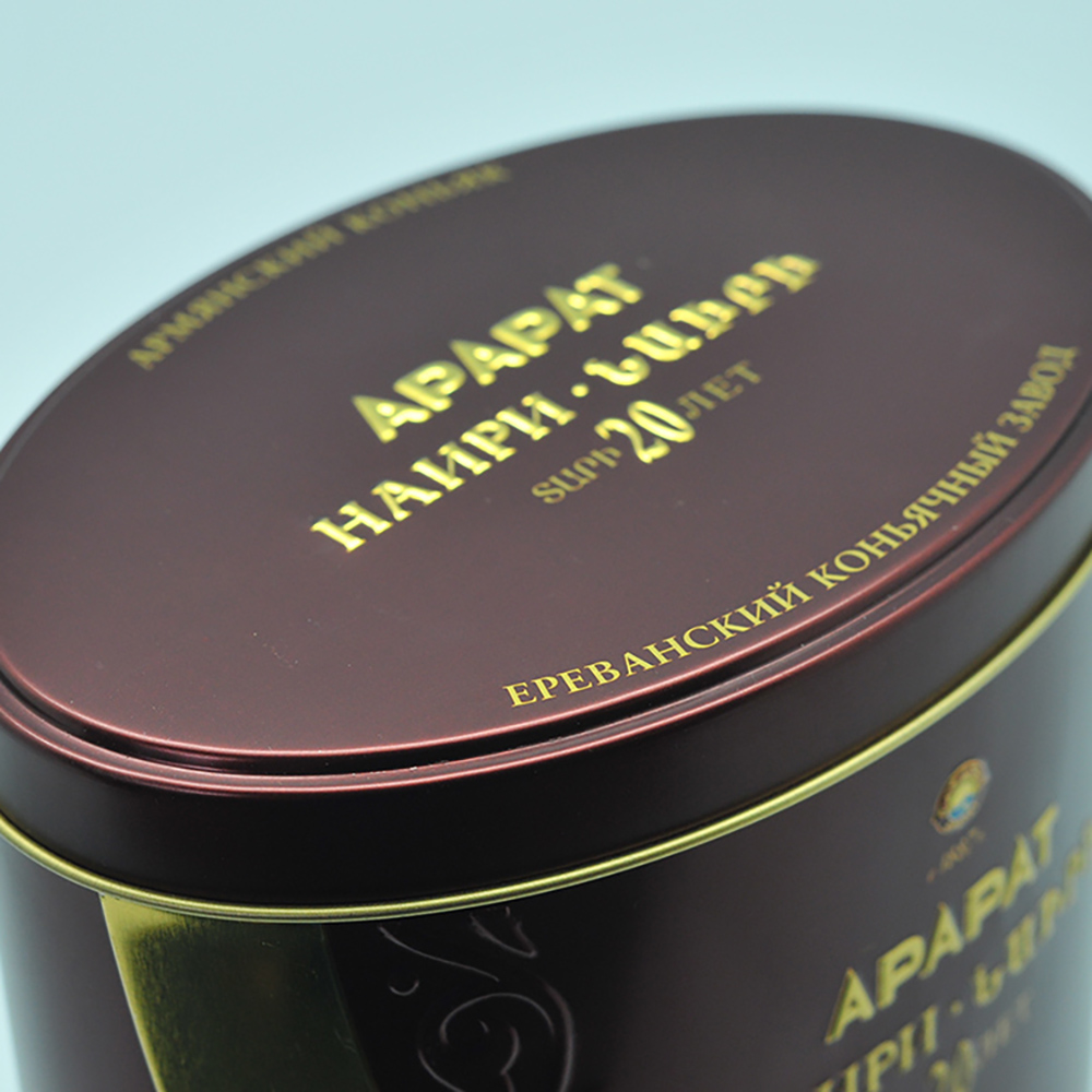 Luxury oval bottle wine tin box with embossed pattern