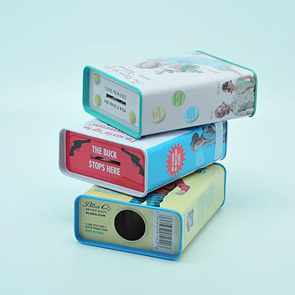 Custom sublimation kid counting metal tin coin bank with slot