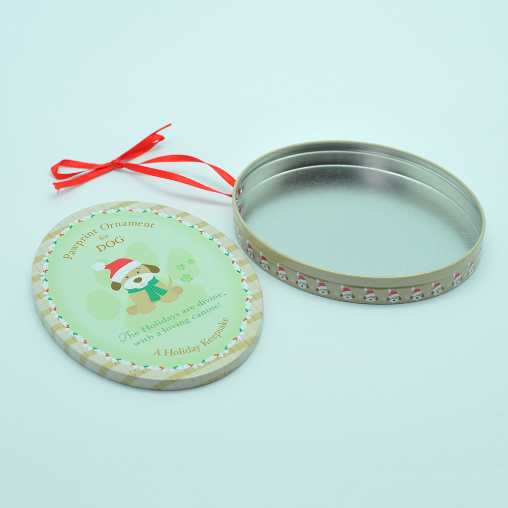 Hot sale simple gift keepsake card box tin with ribbon handle