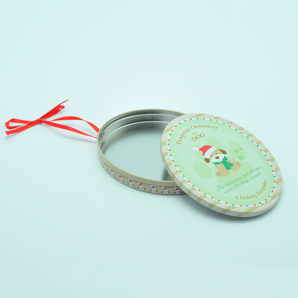 Hot sale simple gift keepsake card box tin with ribbon handle
