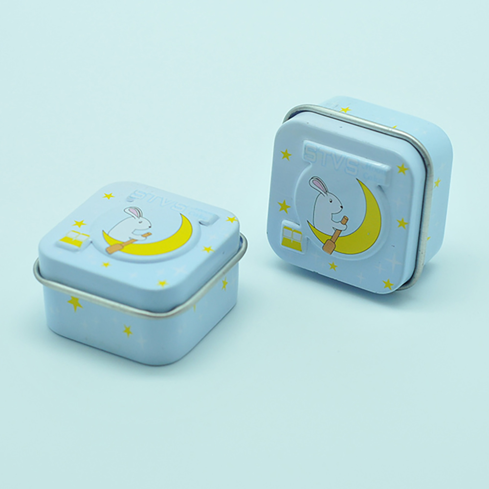 High quality metal custom mini square tin box with embossed design