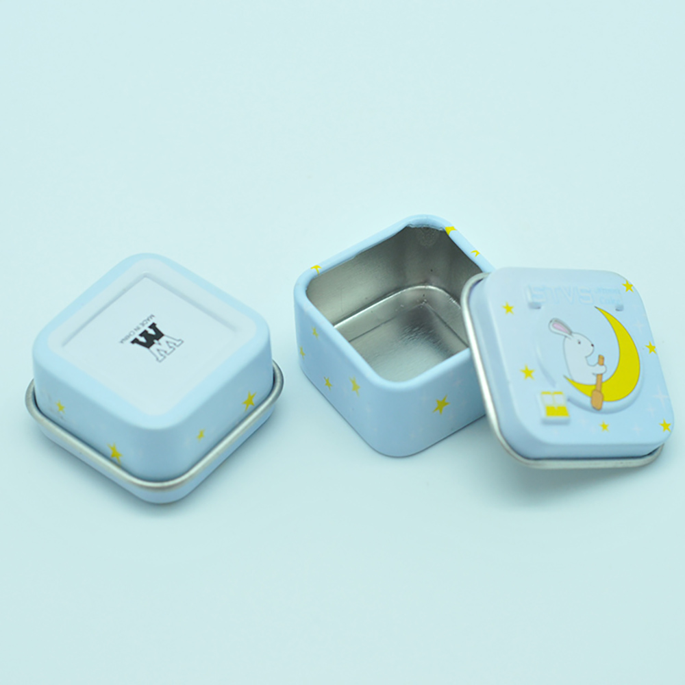 High quality metal custom mini square tin box with embossed design