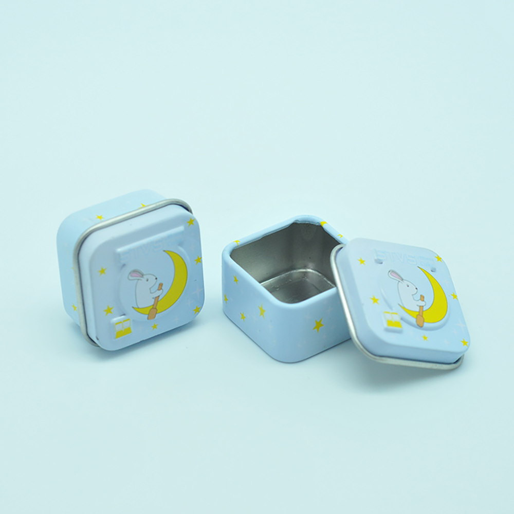 High quality metal custom mini square tin box with embossed design
