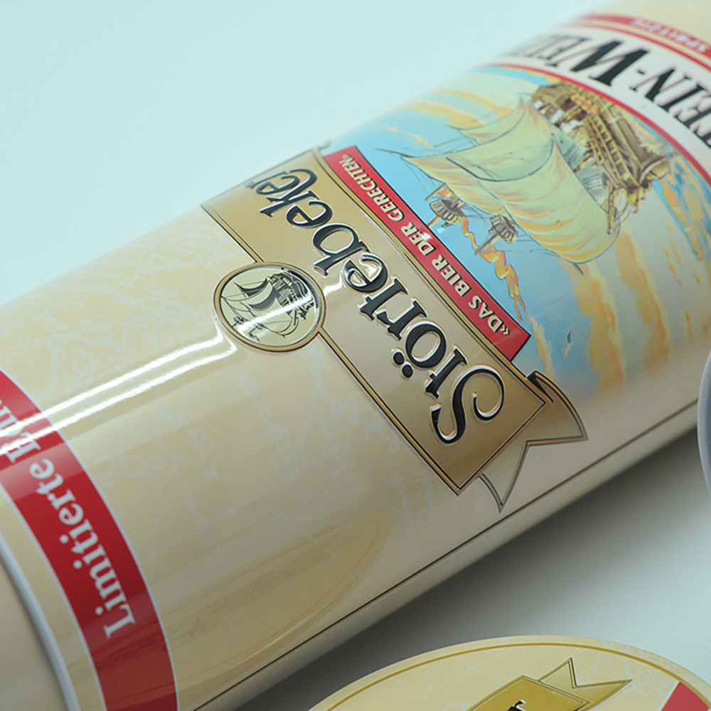 OEM pasta packaging sealed high round tin box for beer bottle packing