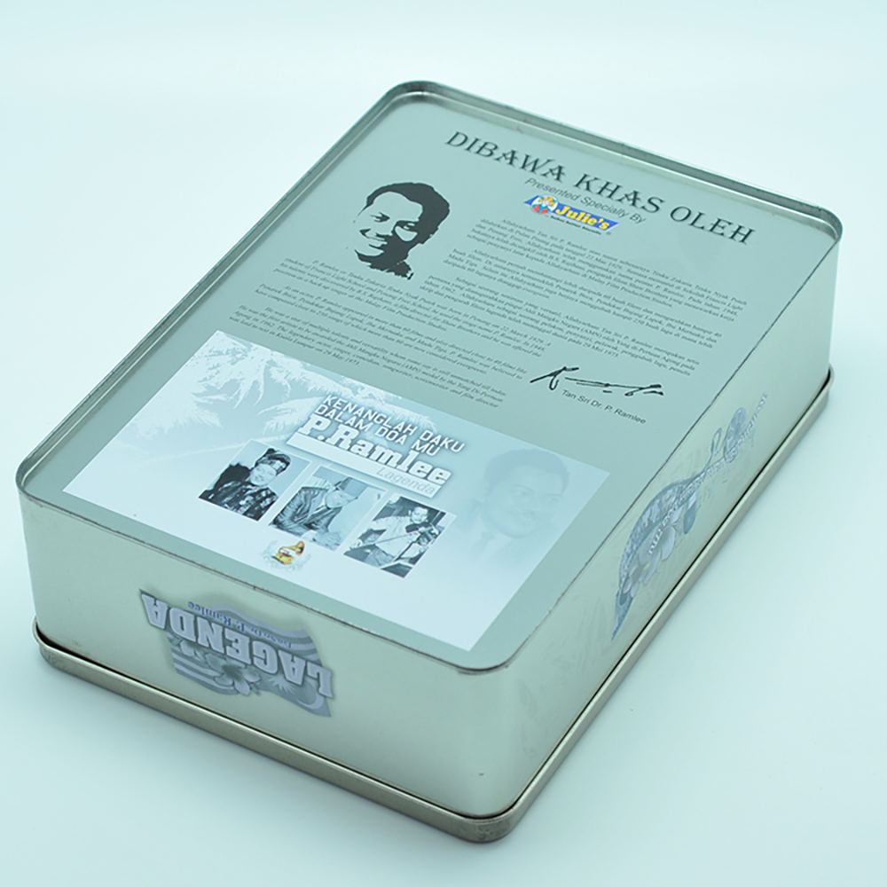 Direct factory sliver rectangle custom printed tin box for gift package