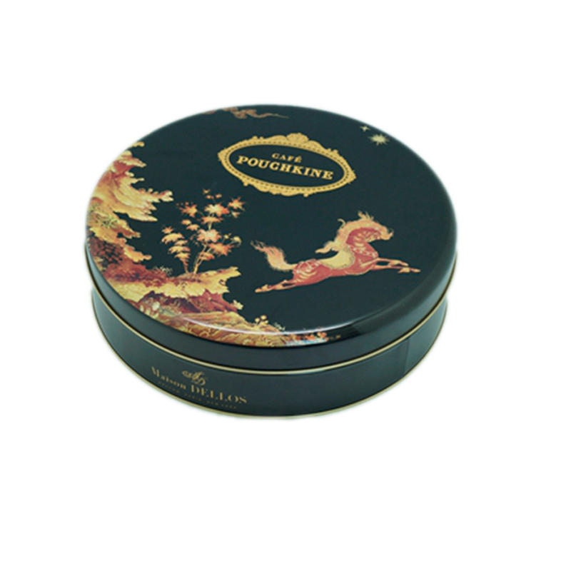 Metal coconut packing round cookie tin case for stash