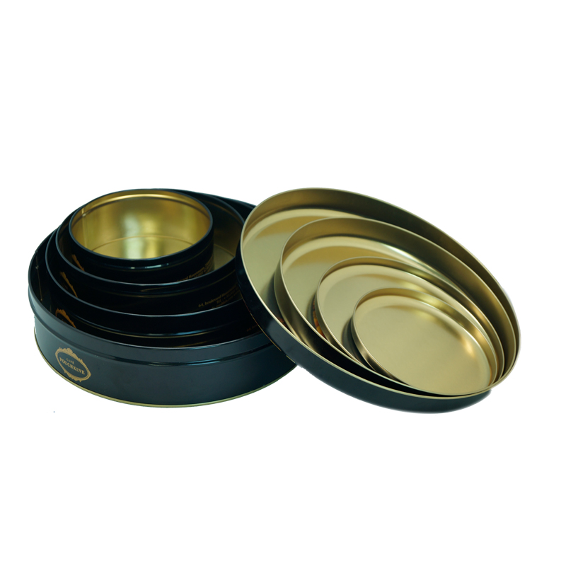 Metal coconut packing round cookie tin case for stash