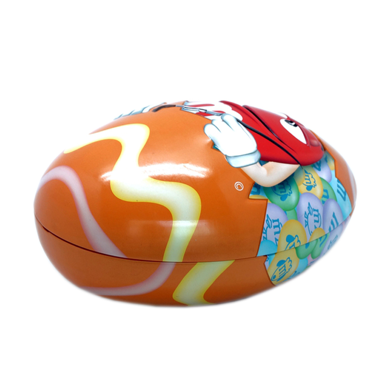 2 pcs pattern design egg shape tin box for chocolate packing
