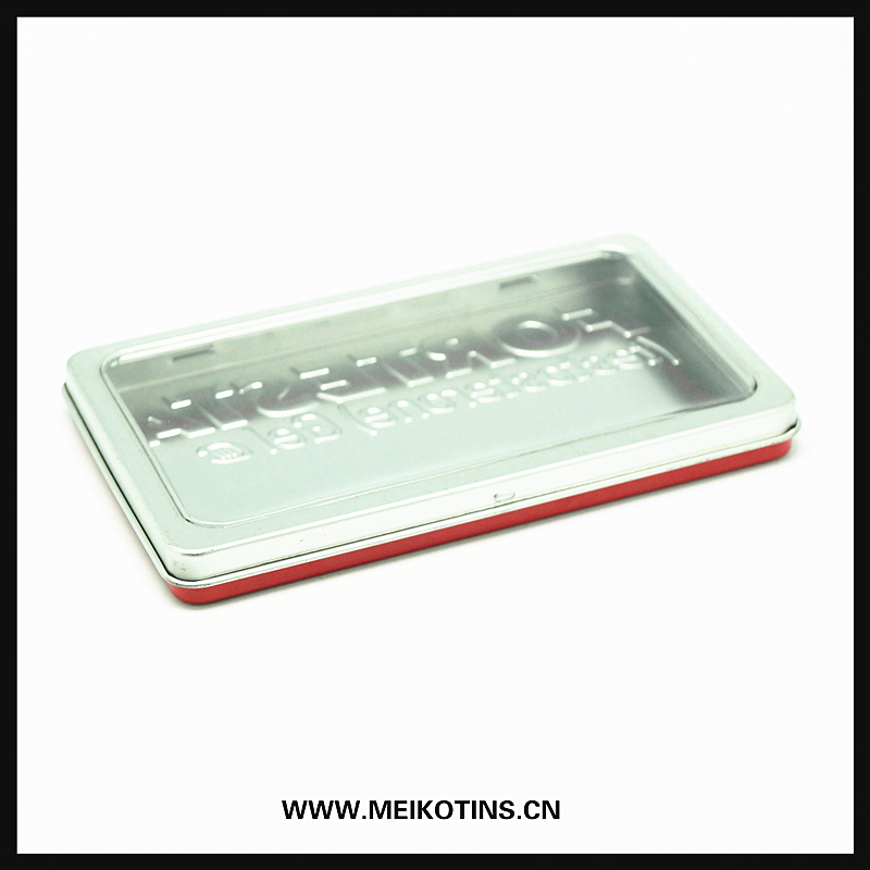 Custom round metal tin boxes with pvc window for watch USB gift promotional