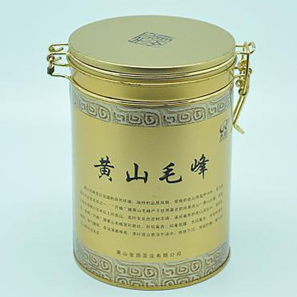 OEM round metal tin coffee canister with airtight lid