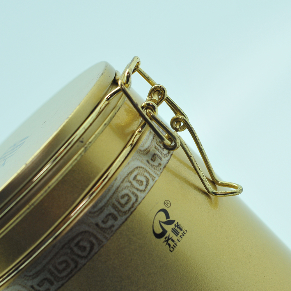 OEM round metal tin coffee canister with airtight lid