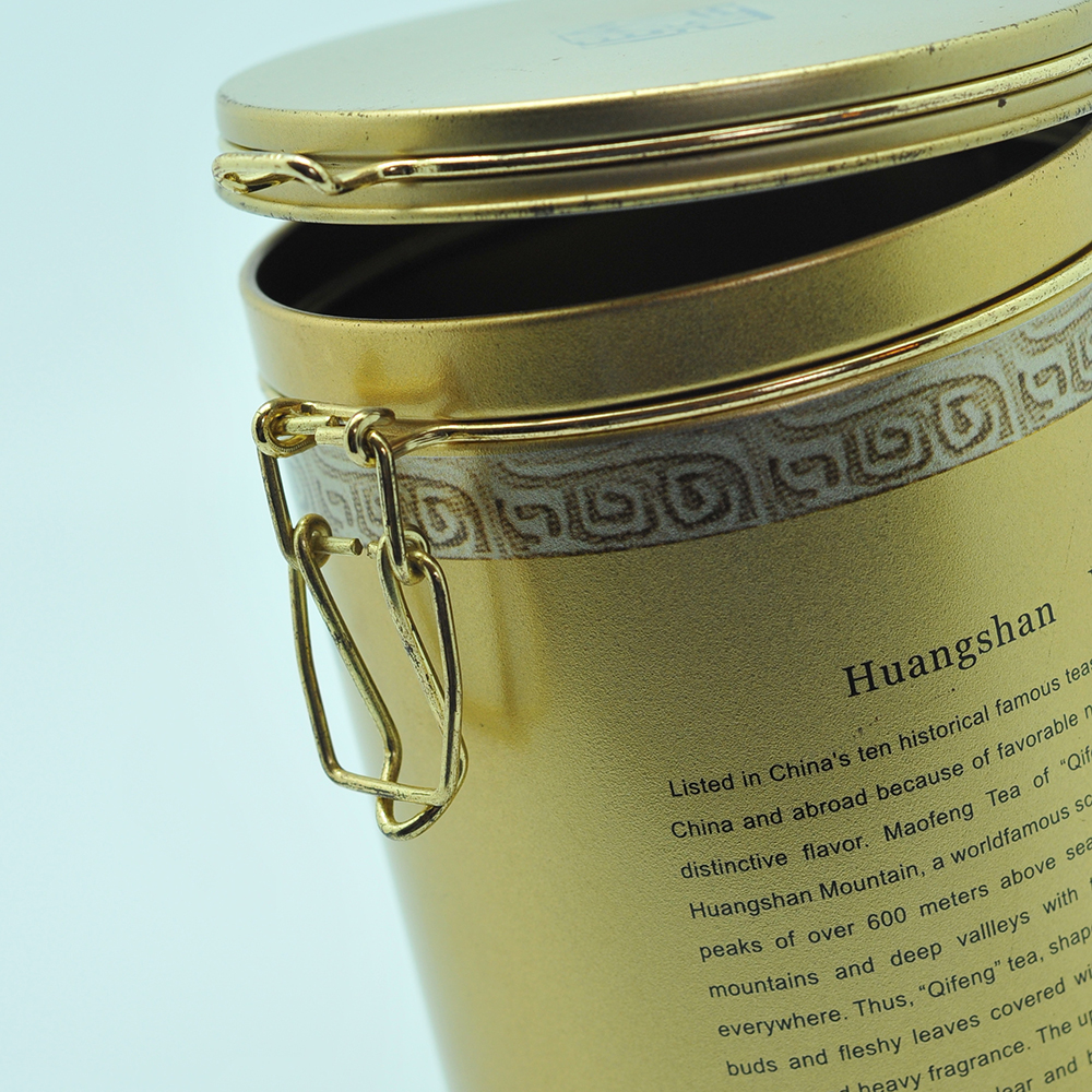 OEM round metal tin coffee canister with airtight lid