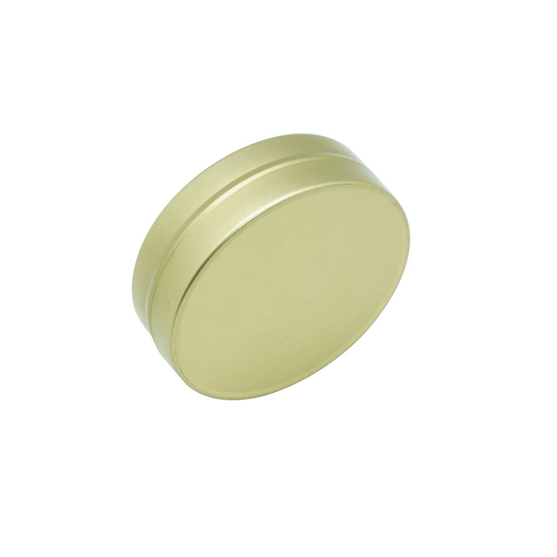 Gold simple matt metal round tin boxes with straight edge