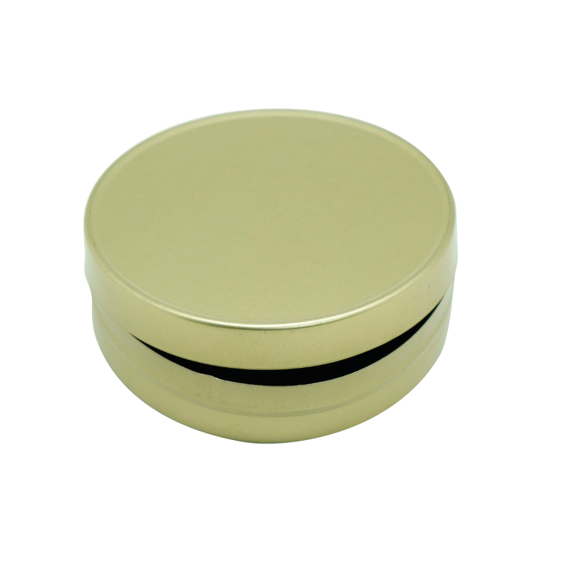 Gold simple matt metal round tin boxes with straight edge