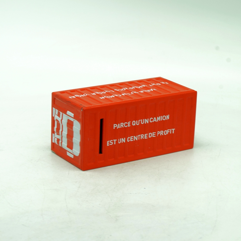 Red creative container shaped tin money bank with coin slot