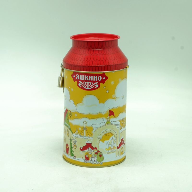 Milk box shaped metal coin saving tin can with insert slot