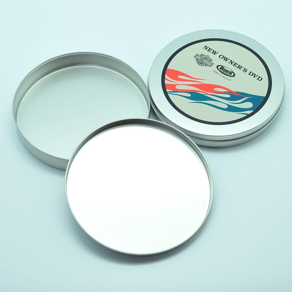 D125mm custom design round cd holder tin case