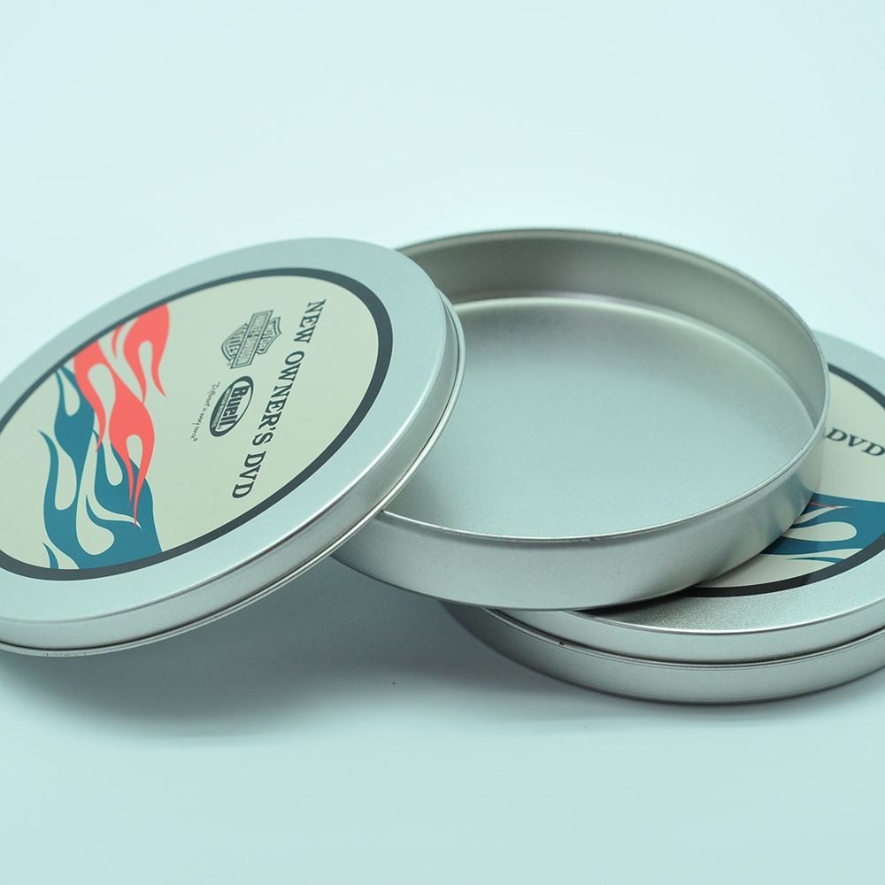 D125mm custom design round cd holder tin case