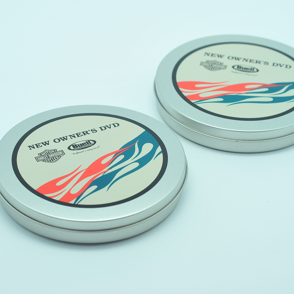 D125mm custom design round cd holder tin case