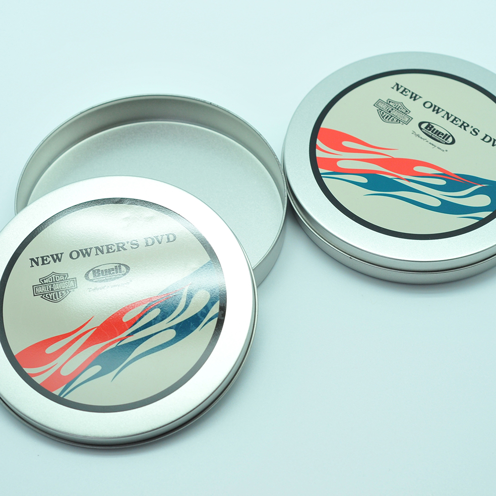 D125mm custom design round cd holder tin case