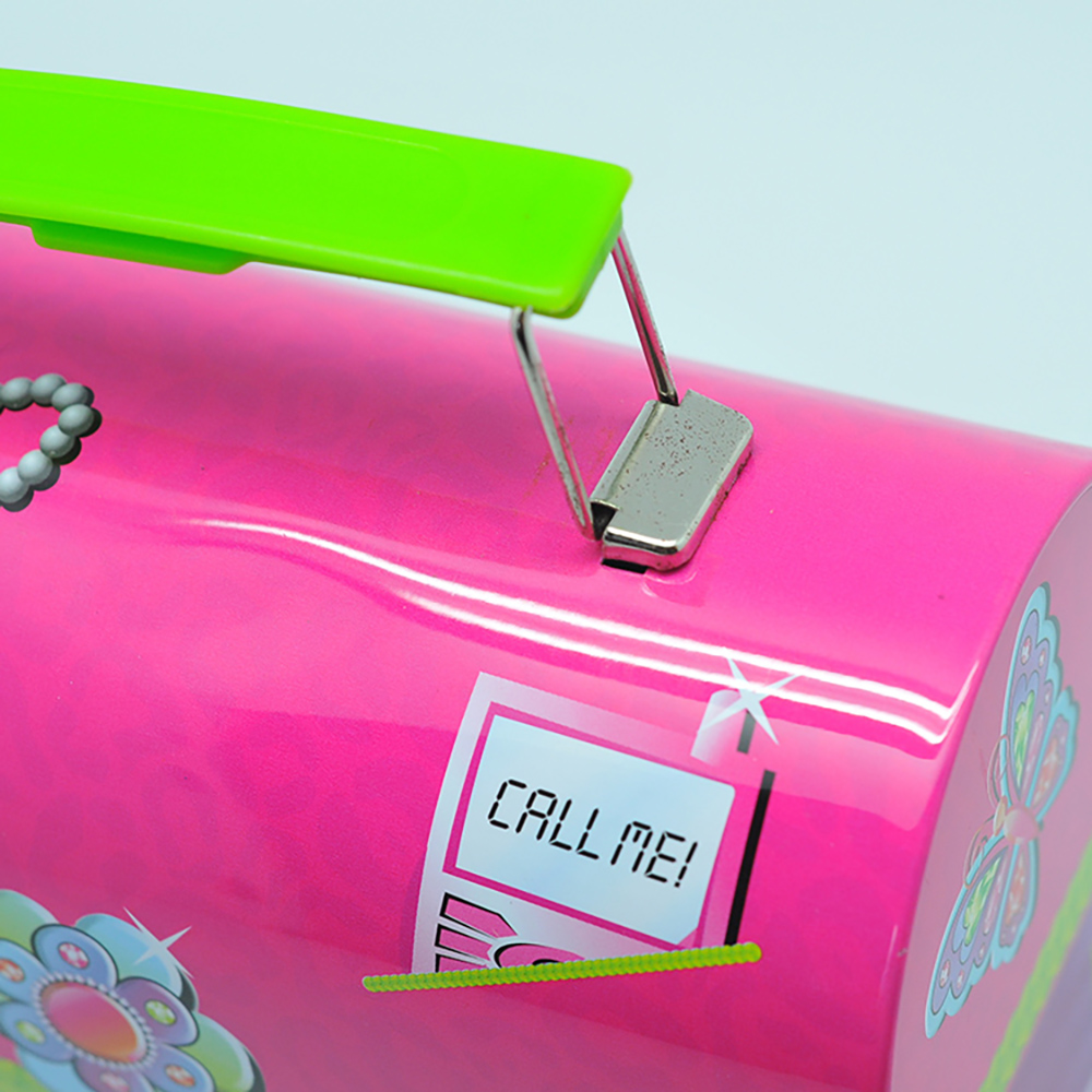 Wholesale rounding top mini handle custom tin lunch box for kids