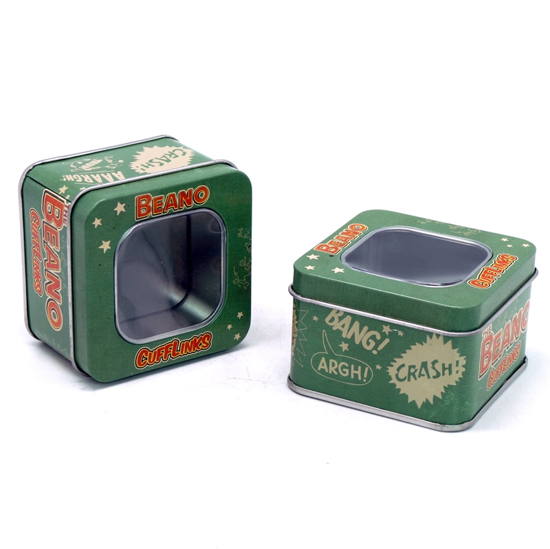 Gift packaging metal square window tin box for watch display
