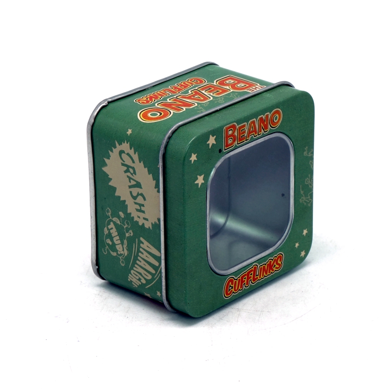 Gift packaging metal square window tin box for watch display