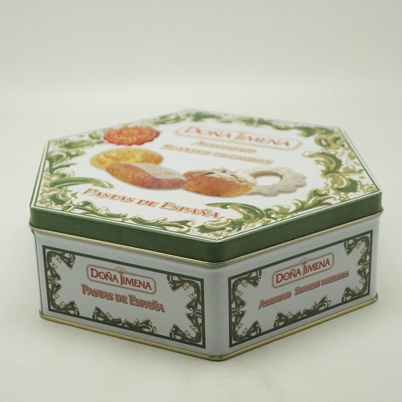 Special hexagonal metal biscuit tin for customization