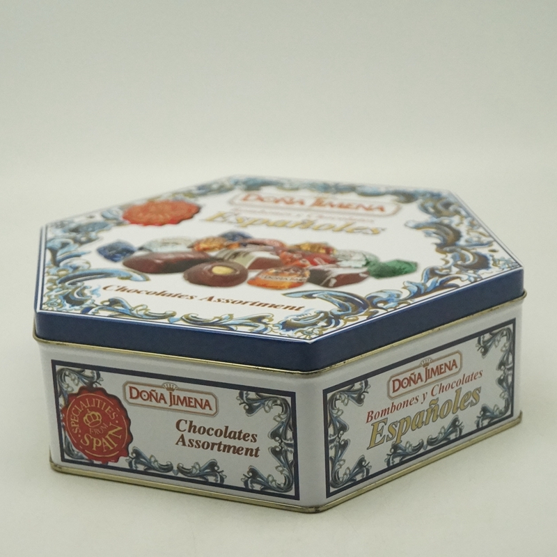 Special hexagonal metal biscuit tin for customization