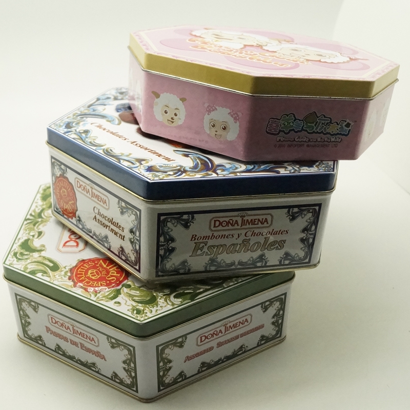 Special hexagonal metal biscuit tin for customization