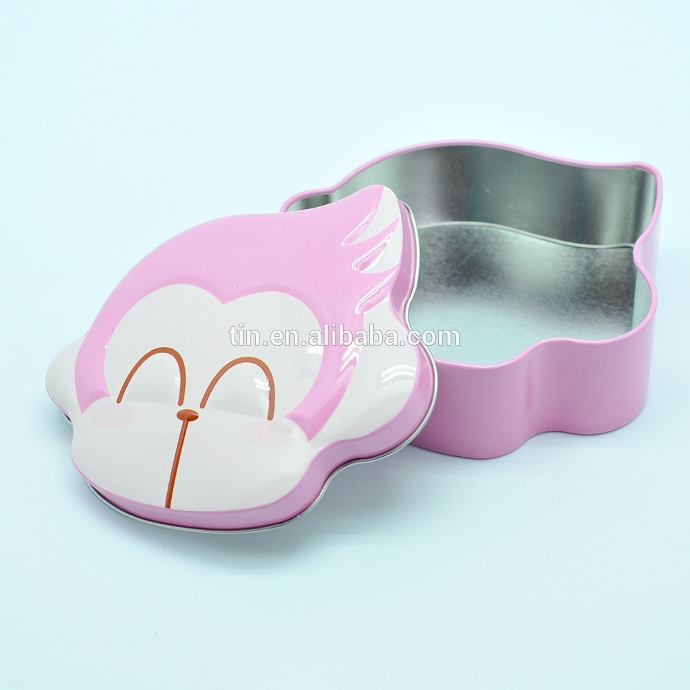 Food grade monkey shaped embossed printing tin jar