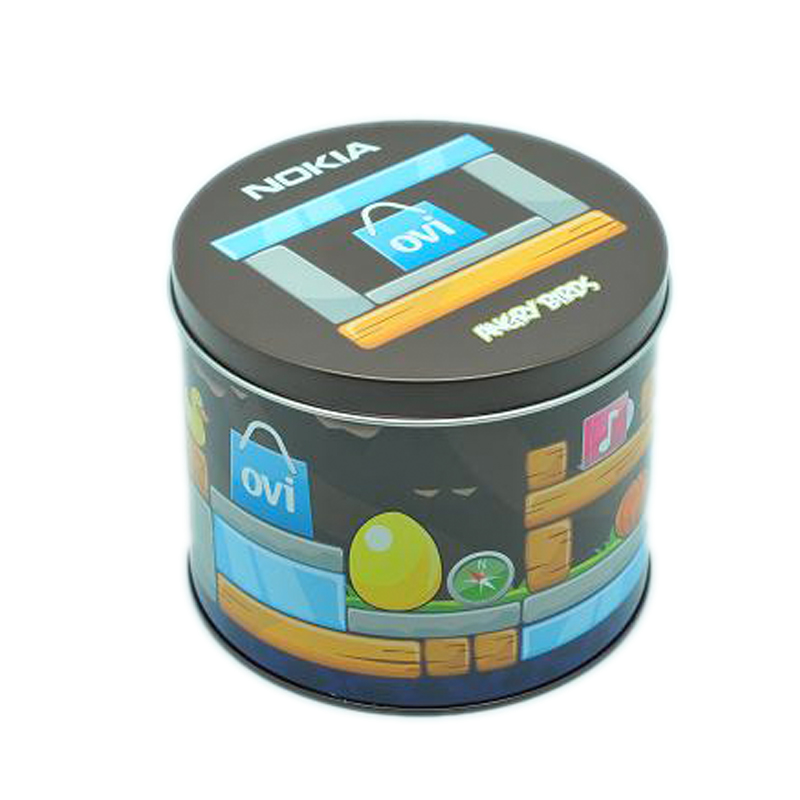 Small set round metal tin can with CMYK printing