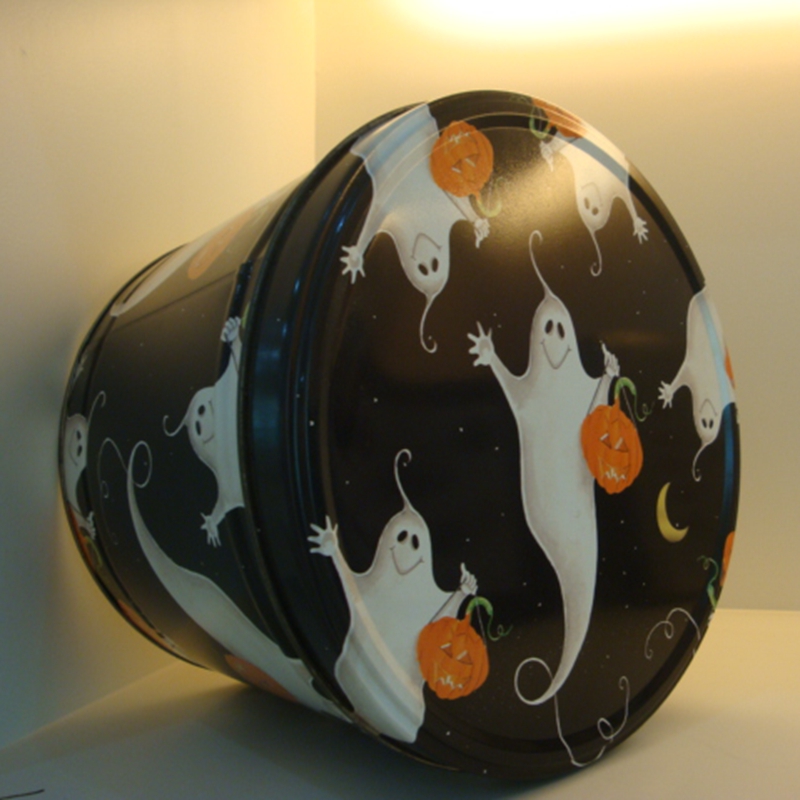 Design OEM round metal tin bucket for popcorn or food