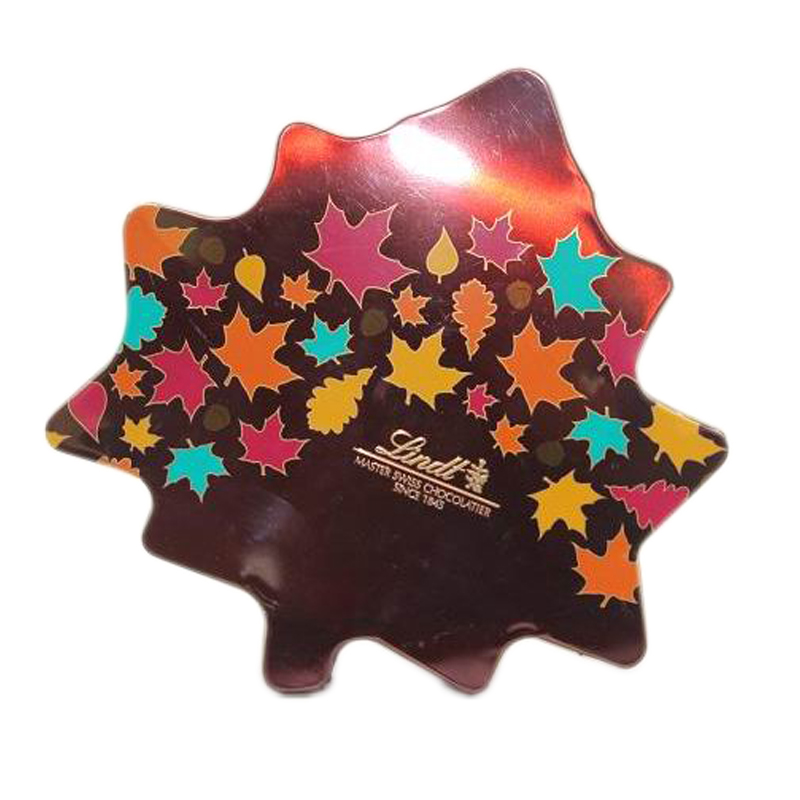 Shaped maple leaf food grade custom tin can for chocolate