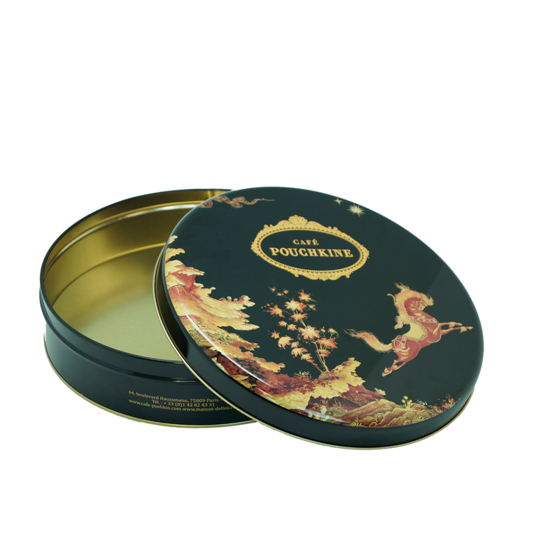 4 sizes round cookie metal black tin box for candy and biscuit
