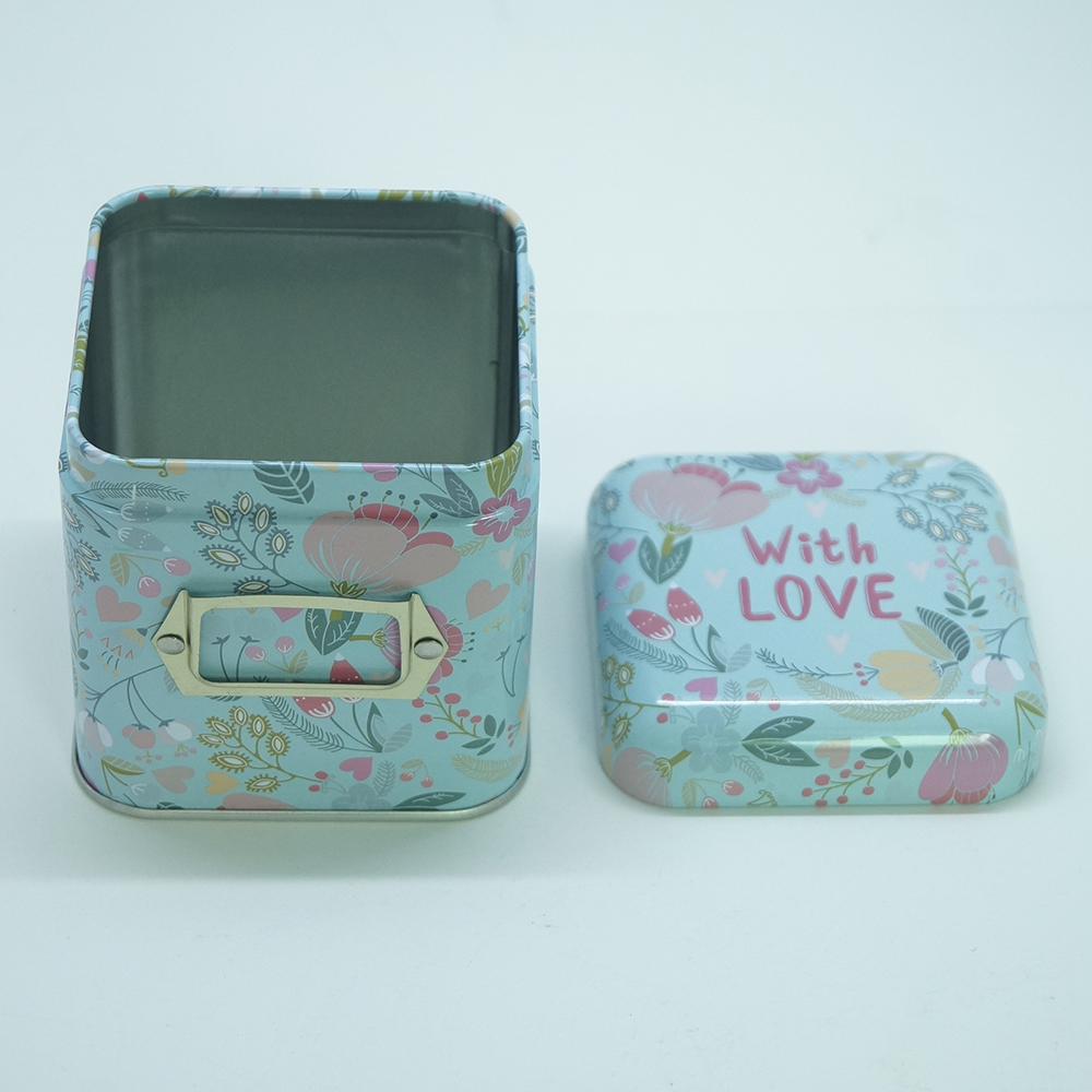 Blue CMYK customized refine tin jewellery box for girl