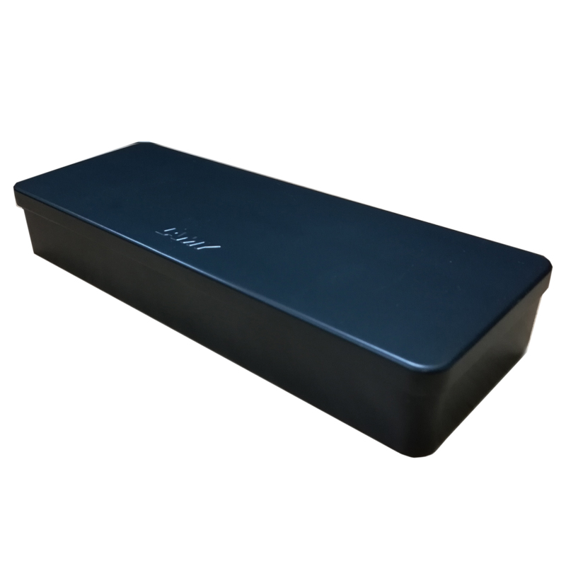 Factory custom rectangle black hinged tin case for pencil