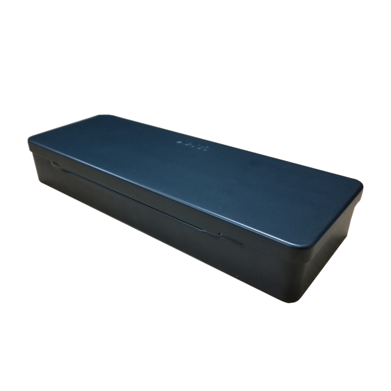 Factory custom rectangle black hinged tin case for pencil