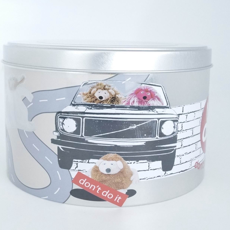 Mixed color printing round tin can with clear window lid