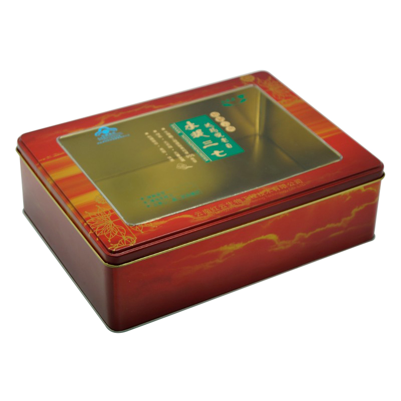 Sliver metal ginseng packaging tin can with clear window
