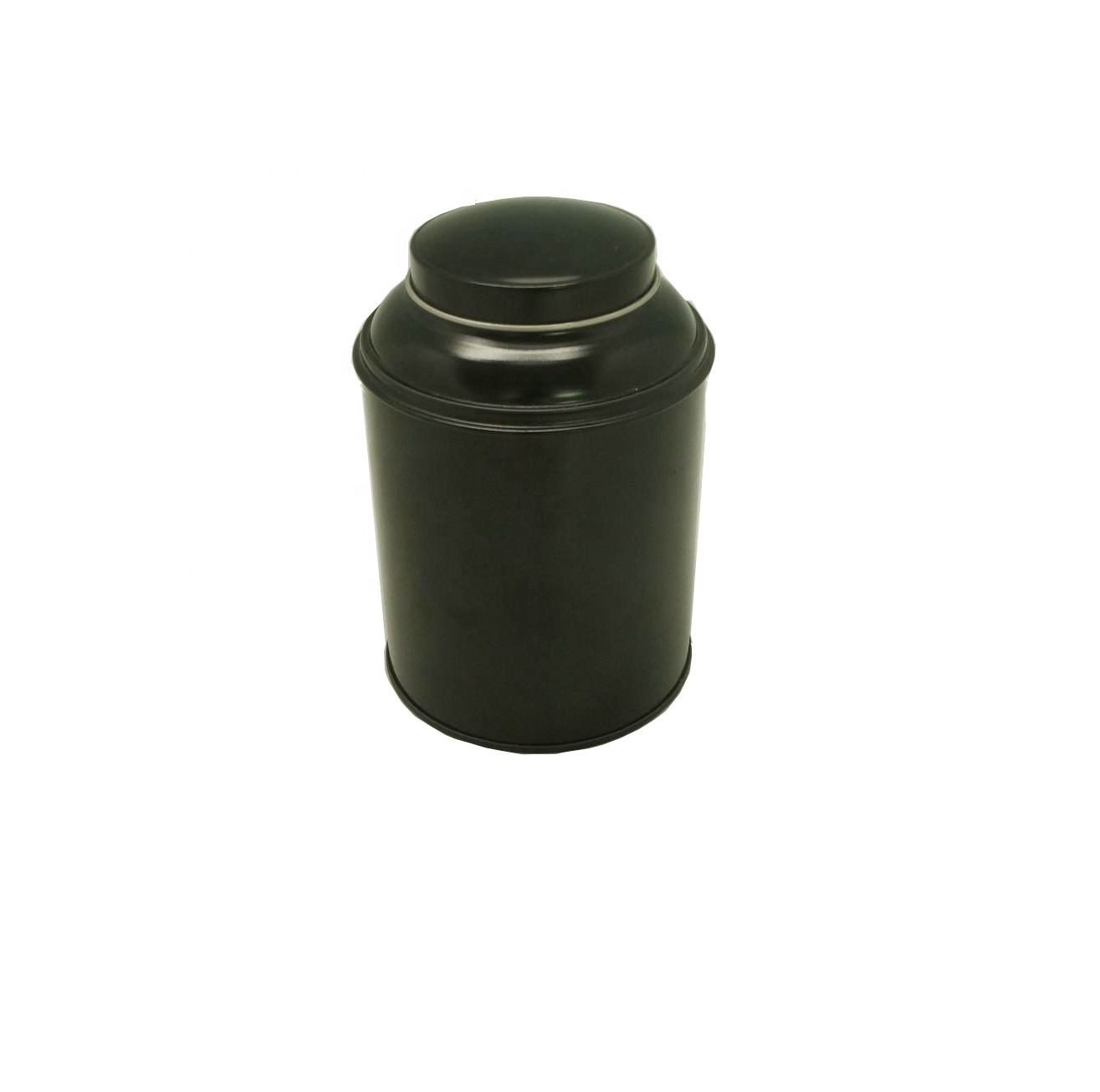 Light matte glossy black gold round tin canisters for tea